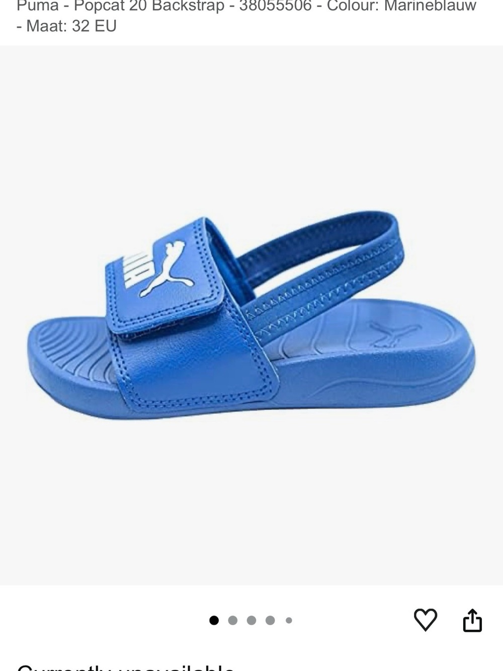 Puma Kids Blue Popcat Backstrap Slide Sandals